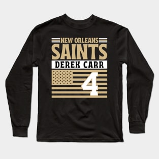 New Orleans Saints Carr 4 American Flag Football Long Sleeve T-Shirt